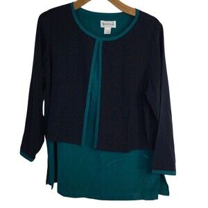 Diane Von Furstenberg Womens Blouse Split Front Long Sleeve Silk Blue Size M